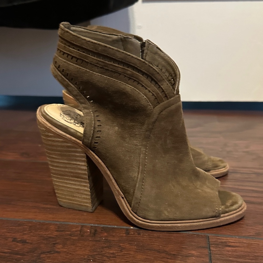 Vince Camuto - Koral Heeled Peep Toe Suede Booties